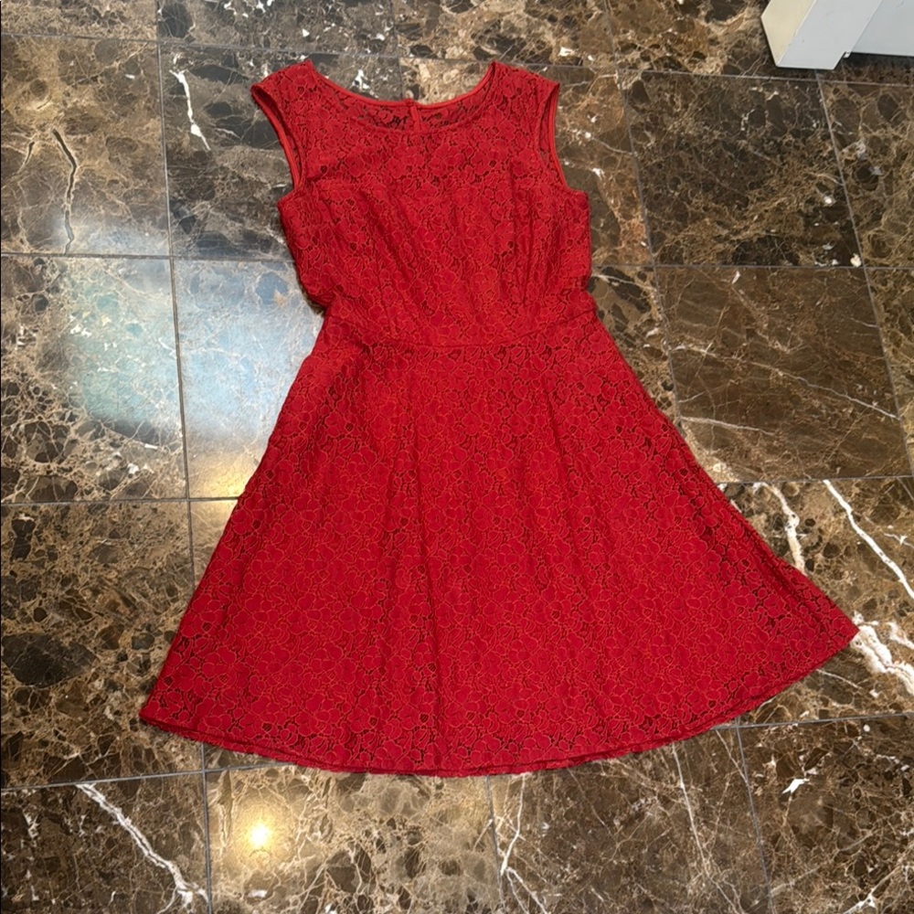 White House Black Market Red Sleeveless A-Line Dress